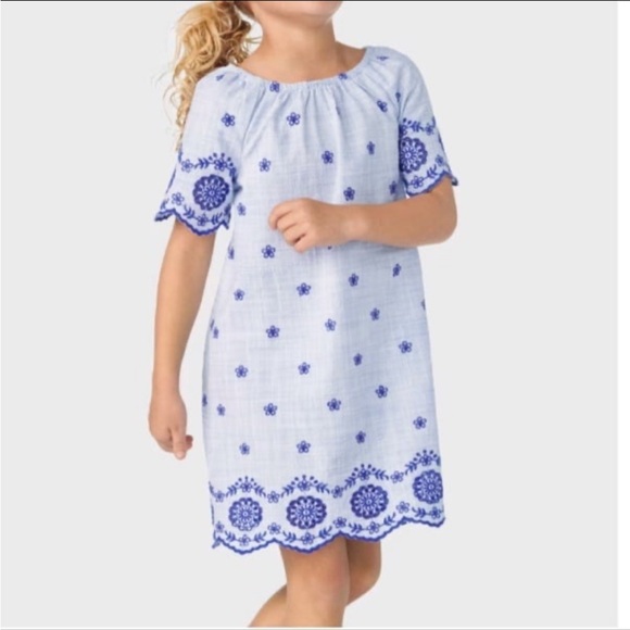 Gymboree Girls Mommy And Me Eyelet Shift Dress - Bon Voyage - Navy Narrows sz 10 - Picture 1 of 9
